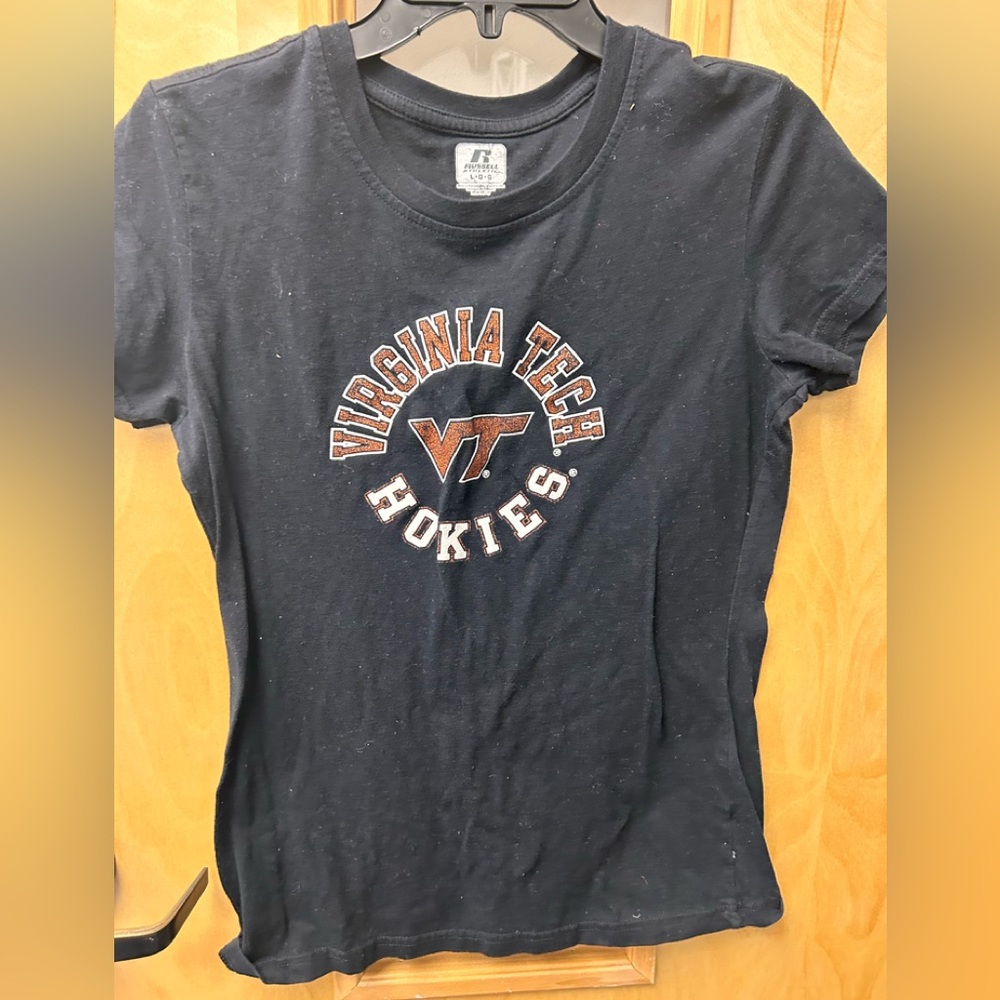 ☀️3/$10☀️ Russell Athletic sparkly Virginia Tech VT Hokies Black T-Shirt large
